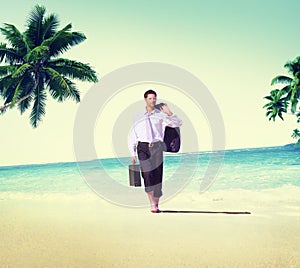 Businessman Relaxation Travel Beach Vacations Concept