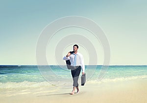 Businessman Relaxation Travel Beach Vacations Concept