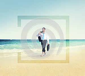 Businessman Relaxation Travel Beach Vacations Concept