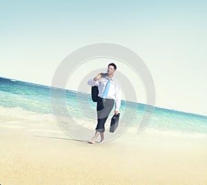 Businessman Relaxation Travel Beach Vacations Concept