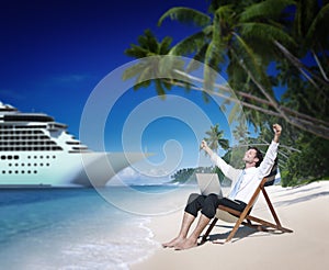 Businessman Relaxation Vacation Outdoors Beach Concept