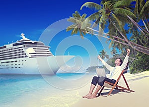 Businessman Relaxation Vacation Outdoors Beach Concept