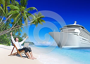 Businessman Relaxation Vacation Outdoors Beach Concept