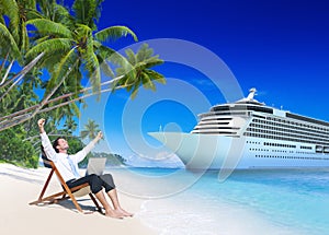 Businessman Relaxation Vacation Outdoors Beach Concept
