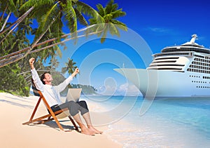 Businessman Relaxation Vacation Outdoors Beach Concept