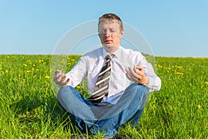 Businessman relaxing relieves stress photo