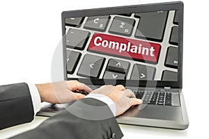 Businessman responding to a complaint