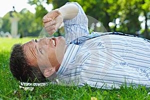 Businessman resting outdoor