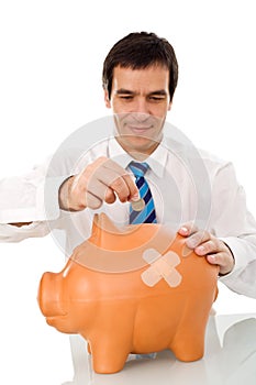 Businessman resuming savings