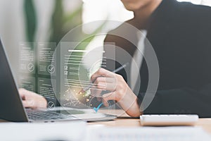 businessman reviewing and managing business documents and agreements online,signing a business contract approval of contract