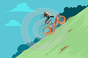 Businessman Riding Percentage Cycle