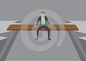 Businessman on Risky Position Conceptual Vector Illustration