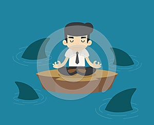 Businessman in a risky situation