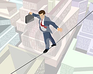 Businessman on a rope