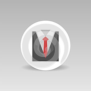 Businessman round vector icon red tie and business suit symbol