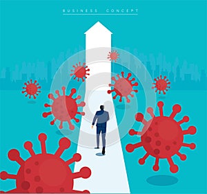 Businessman runaway from Coronavirus  COVID-19 vector illustration, EPS10.