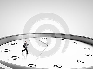 Businessman runing in clock