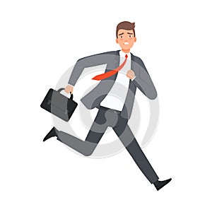 Businessman Running With Case character Illustration Vector