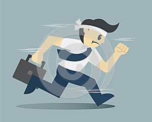 Businessman running with his briefcase, vector