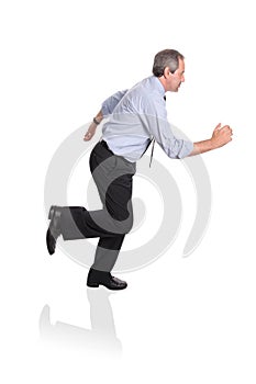 Businessman running in a hurry