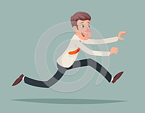 Businessman Running Hurry Race Rush Velocity Winner Character Icon Cartoon Design Vector Illustration photo