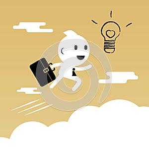 Businessman running for idea. Abstract Business concept