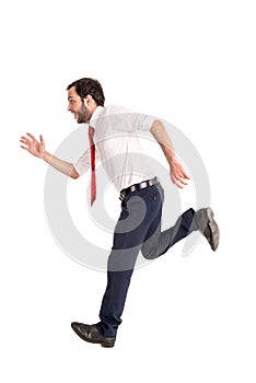 Businessman Running isolated in white