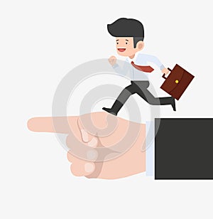 Businessman Running  pointing way to success concept