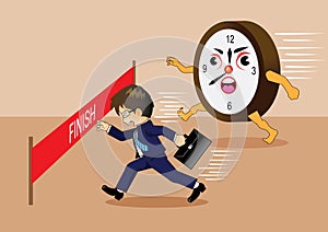Businessman running a race against time