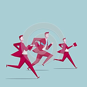 Businessman is running, teamwork concept.