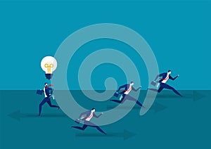 Businessman running with Think different business direct concept to success Vector illustration