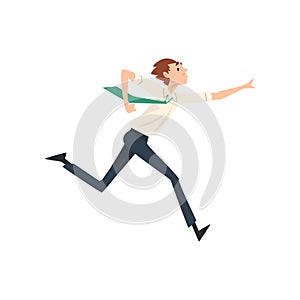 Businessman Running to Success, Business Competition Concept Vector Illustration