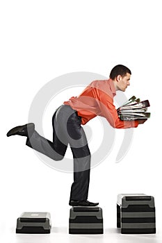 Businessman running up with folder documents