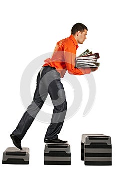 Businessman running up with folder documents