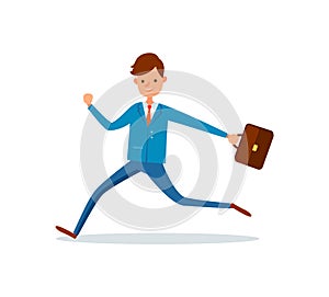 Businessman Running at Work with Briefcase in Hand
