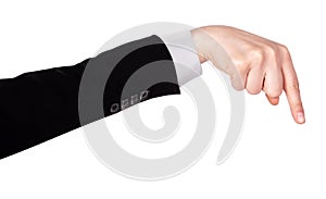 Businessman's finger pointing or touching