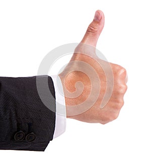 Businessman's hand with thumb up