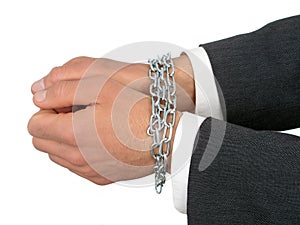 Businessman's Hands In Chains