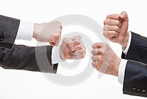 Businessman's hands demonstrating a gesture of a strife