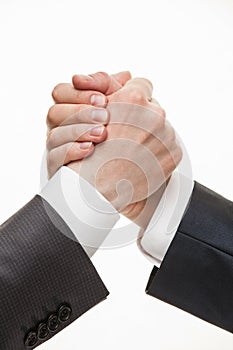 Businessman's hands demonstrating a gesture of a strife or solid