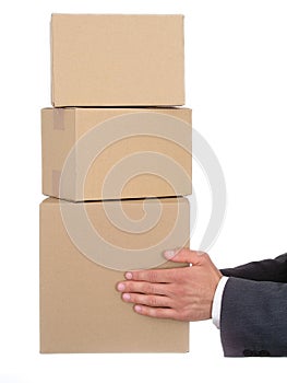 Businessman's Hands Holding Packages