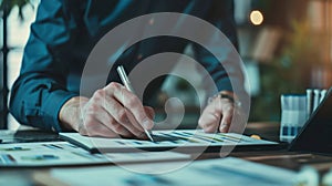 The businessman's writing hand.AI generated image