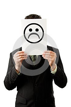 Businessman with sad smilie