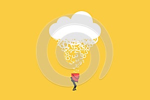 Businessman safe data in the cloud