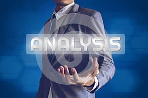 Businessman or Salaryman with Analysis text modern interface con photo