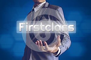 Businessman or Salaryman with Firstclass text modern interface c photo