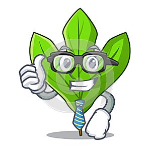 Businessman sassafras leaf in the cartoon stem