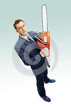 Businessman with saw