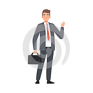 Businessman Saying Hello character Illustration vector on a white background