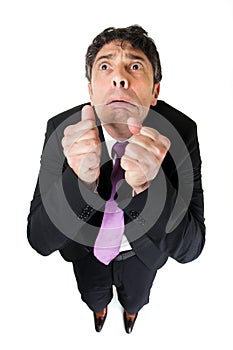 Businessman with a scared fearful